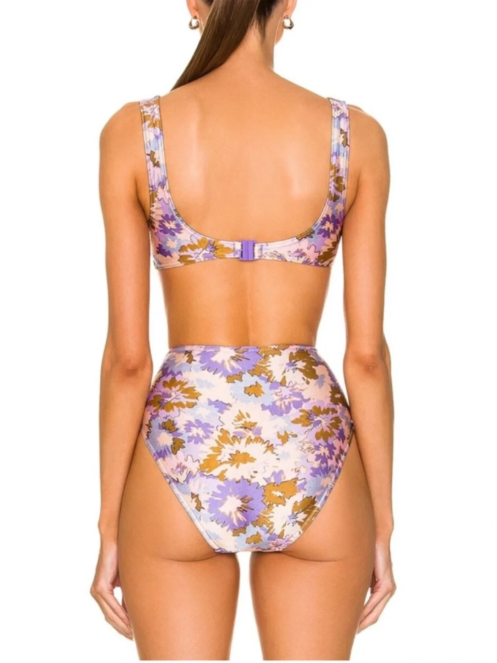 Zimmermann High Waisted Floral Knot Bikini Bottoms - Olive, Pink, Lilac - Picture 5 of 13